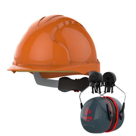 JSP EVO3 With Sonis Ear Defenders Hard Hat Kit | Orange