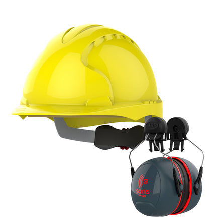 JSP EVO3 With Sonis Ear Defenders Hard Hat Kit | Yellow