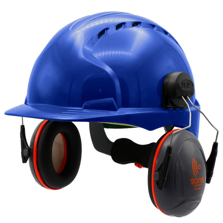 JSP EVO3 With Sonis Compact Ear Defenders Hard Hat Kit (Blue)