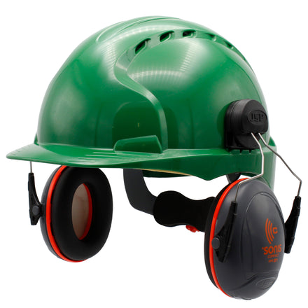 JSP EVO3 With Sonis Compact Ear Defenders Hard Hat Kit (Green)