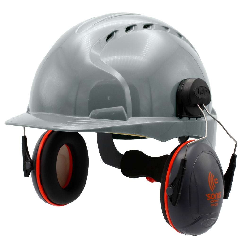 JSP EVO3 With Sonis Compact Ear Defenders Hard Hat Kit (Grey)