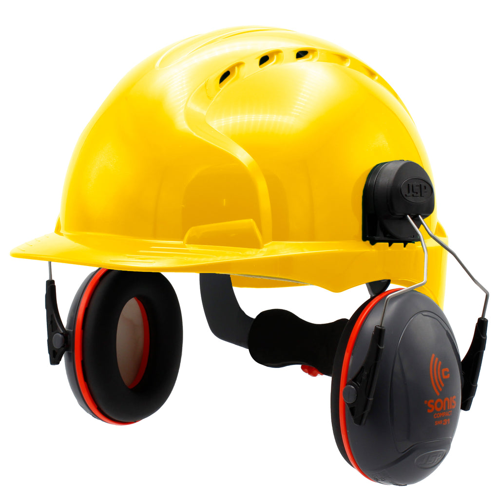 JSP EVO3 With Sonis Compact Ear Defenders Hard Hat Kit (Yellow)