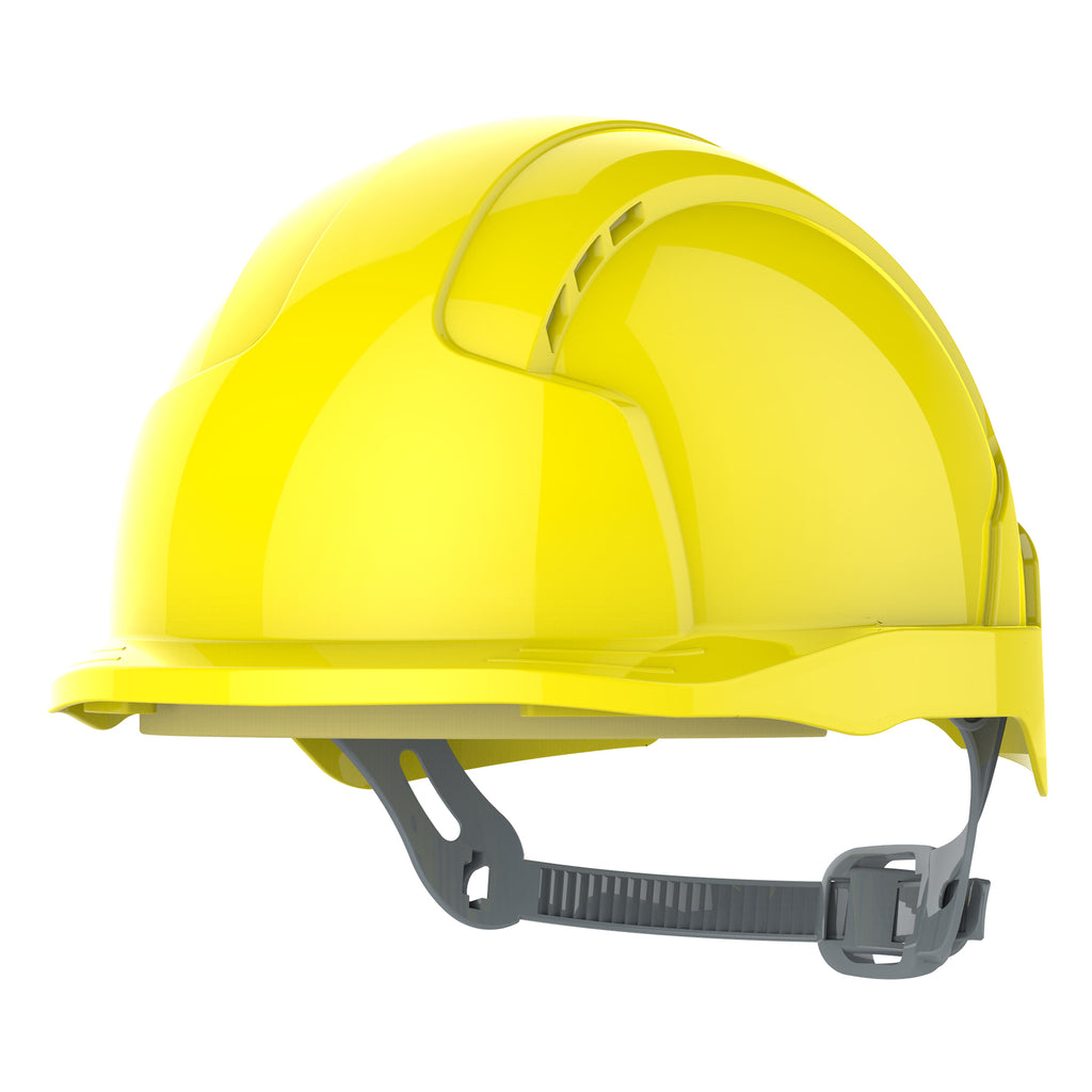 JSP EVOLite Mid Peak Slip Ratchet Safety Helmet Vented (Yellow)