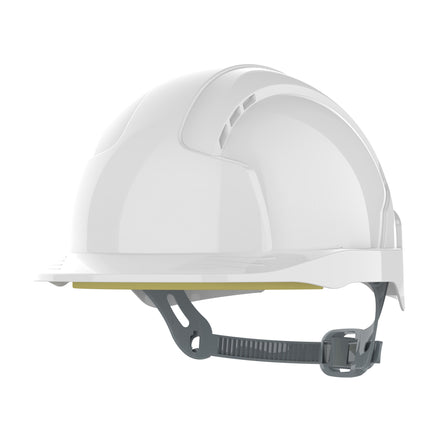 JSP EVOLite Mid Peak Slip Ratchet Safety Helmet Vented (White)