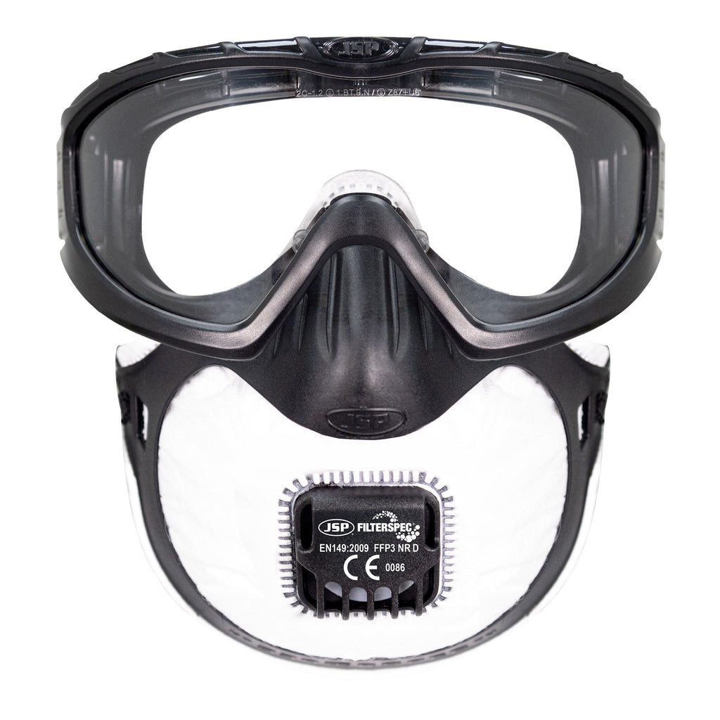 JSP Filterspec Pro Google & FFP3V Valved Mask (Inc 3 Filters) | AGE130-201-100
