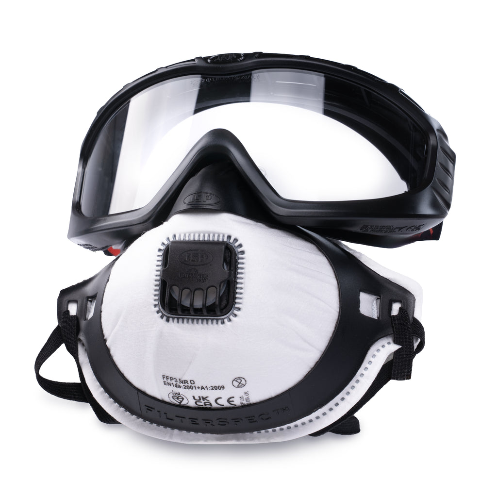 JSP Filterspec Pro Goggle & FFP3V Valved Mask (Inc 3 Filters) | AGE130-201-100