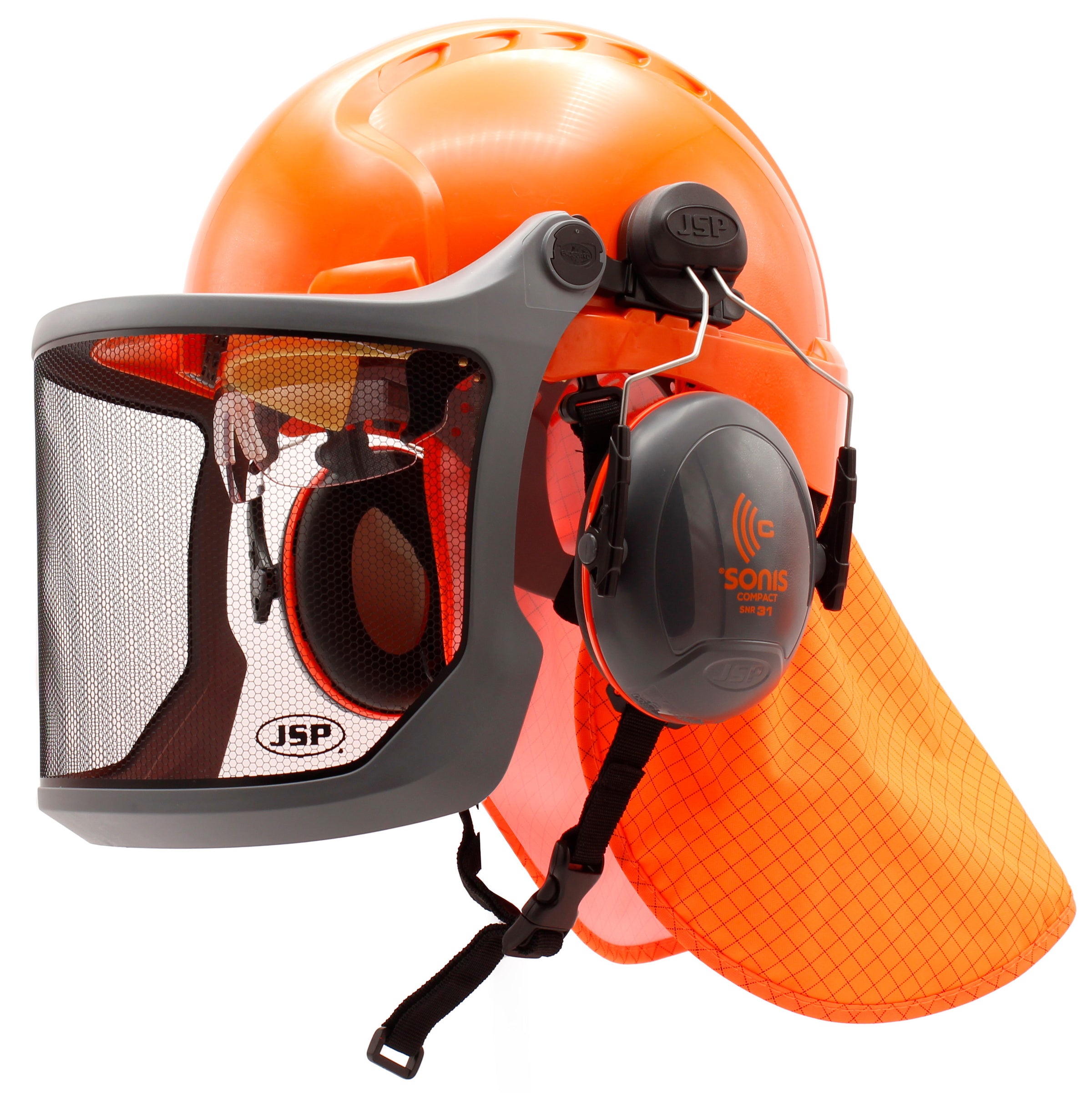 bike helmet with cut out for ear protection JSP EVO3 Pro Forestry Kit
