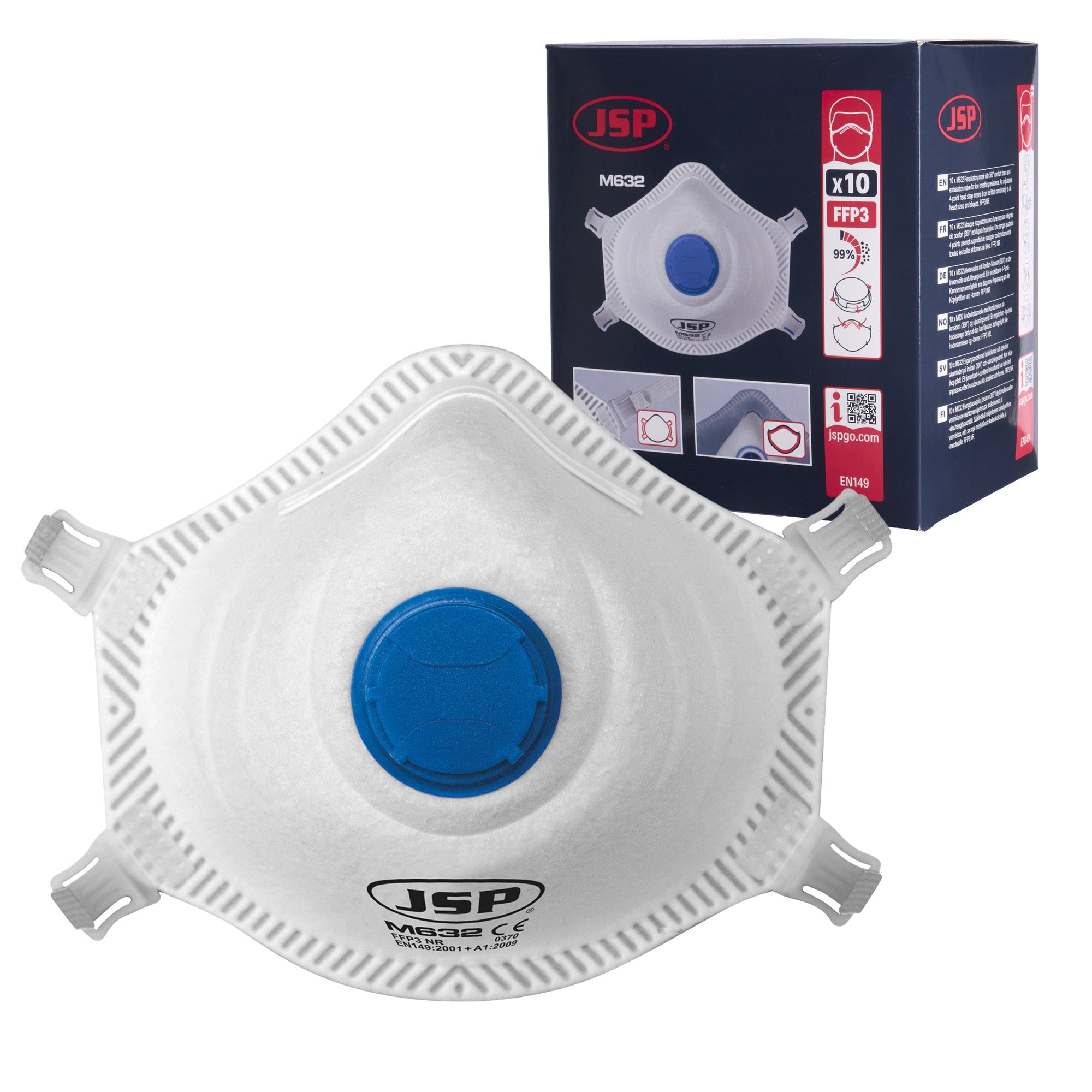 JSP Disposable Moulded Face Mask FFP3 M632 10pk Start Safety UK jsp-disposable-moulded-face-mask-ffp3-m632-10pk-start-safety-uk