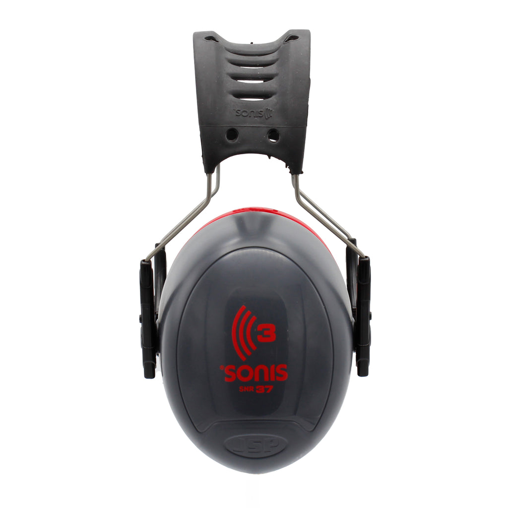 JSP Sonis 3 Ear Defenders Head Band Grey/Red -SNR 37