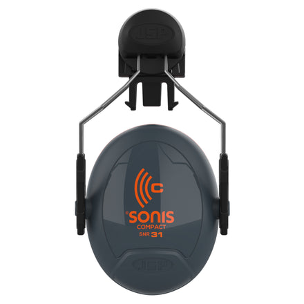 JSP Sonis Compact Helmet Mounted Ear Defenders Dark Grey/ Orange -SNR 31