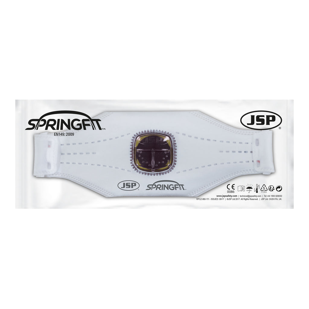 JSP Springfit FFP2 Disposable Fold Flat Typhoon Valve Face Mask 10pk