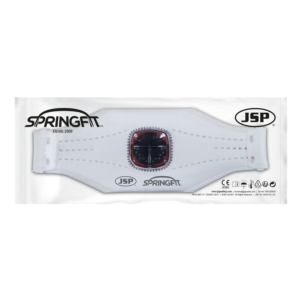 JSP Springfit FFP3 Disposable Fold Flat Typhoon Valve Face Mask 10pk