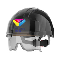 JSP VISTAlens Branded Safety Helmet Mid Peak Wheel Ratchet Vented | Black/Smoke