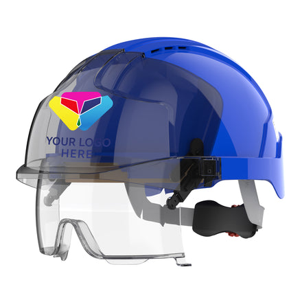 JSP VISTAlens Branded Safety Helmet Mid Peak Wheel Ratchet Vented (Blue/Smoke / 1 Colour)