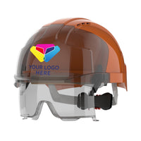 JSP VISTAlens Branded Safety Helmet Mid Peak Wheel Ratchet Vented | Orange/Smoke