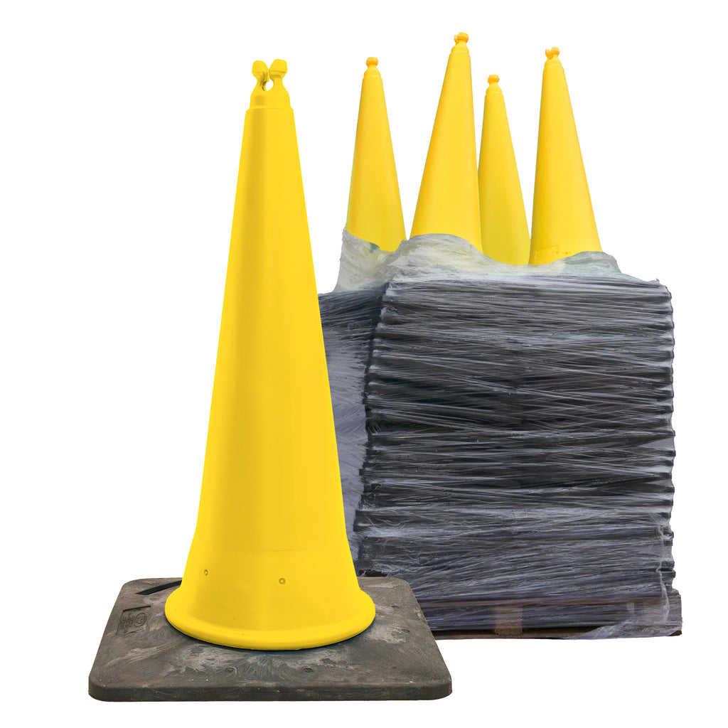 JSP Yellow Quad Cone - Chain Holding Road Cone 1000mm