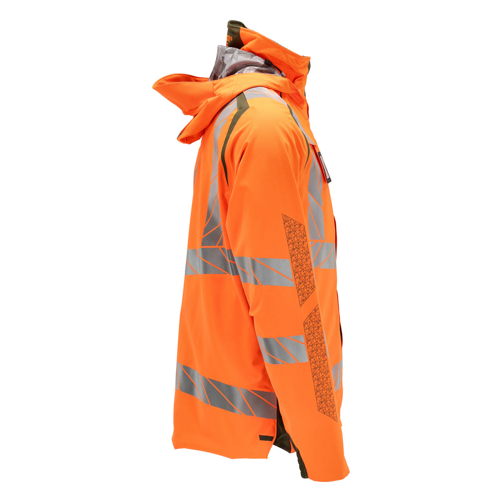 Mascot 19001 449 1433 Outer Shell Jacket Hi Vis Orange Moss Green Right