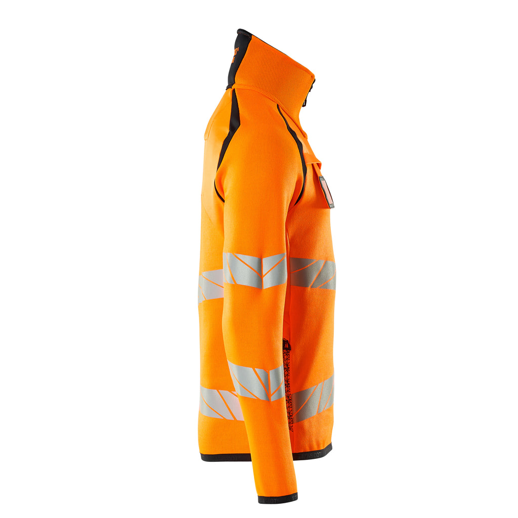 Mascot 19005 351 14010 Knitted Jumper With Half Zip Hi Vis Orange Dark Navy Right
