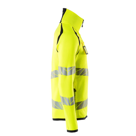 Mascot 19005 351 17010 Knitted Jumper With Half Zip Hi Vis Yellow Dark Navy Right