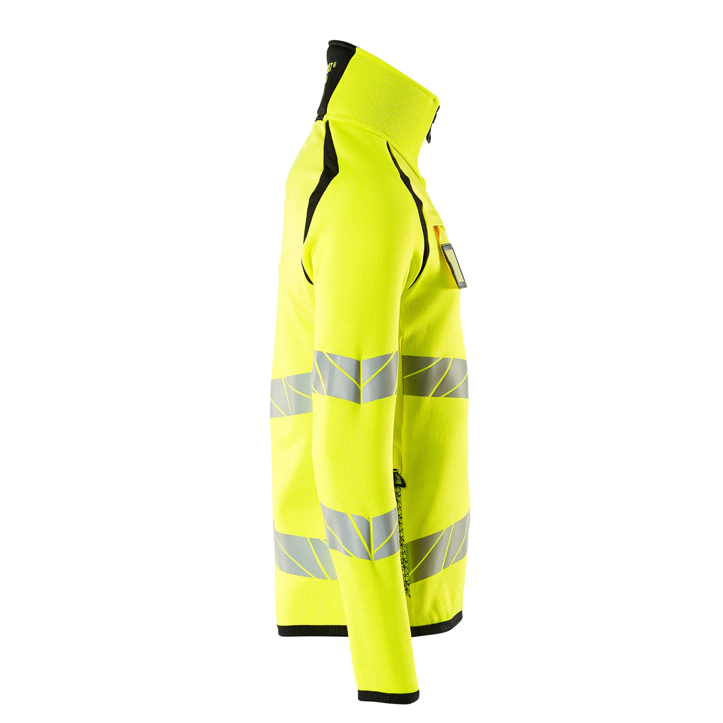 Mascot 19005 351 1709 Knitted Jumper With Half Zip Hi Vis Yellow Black Right