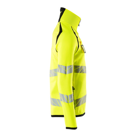 Mascot 19005 351 1709 Knitted Jumper With Half Zip Hi Vis Yellow Black Right
