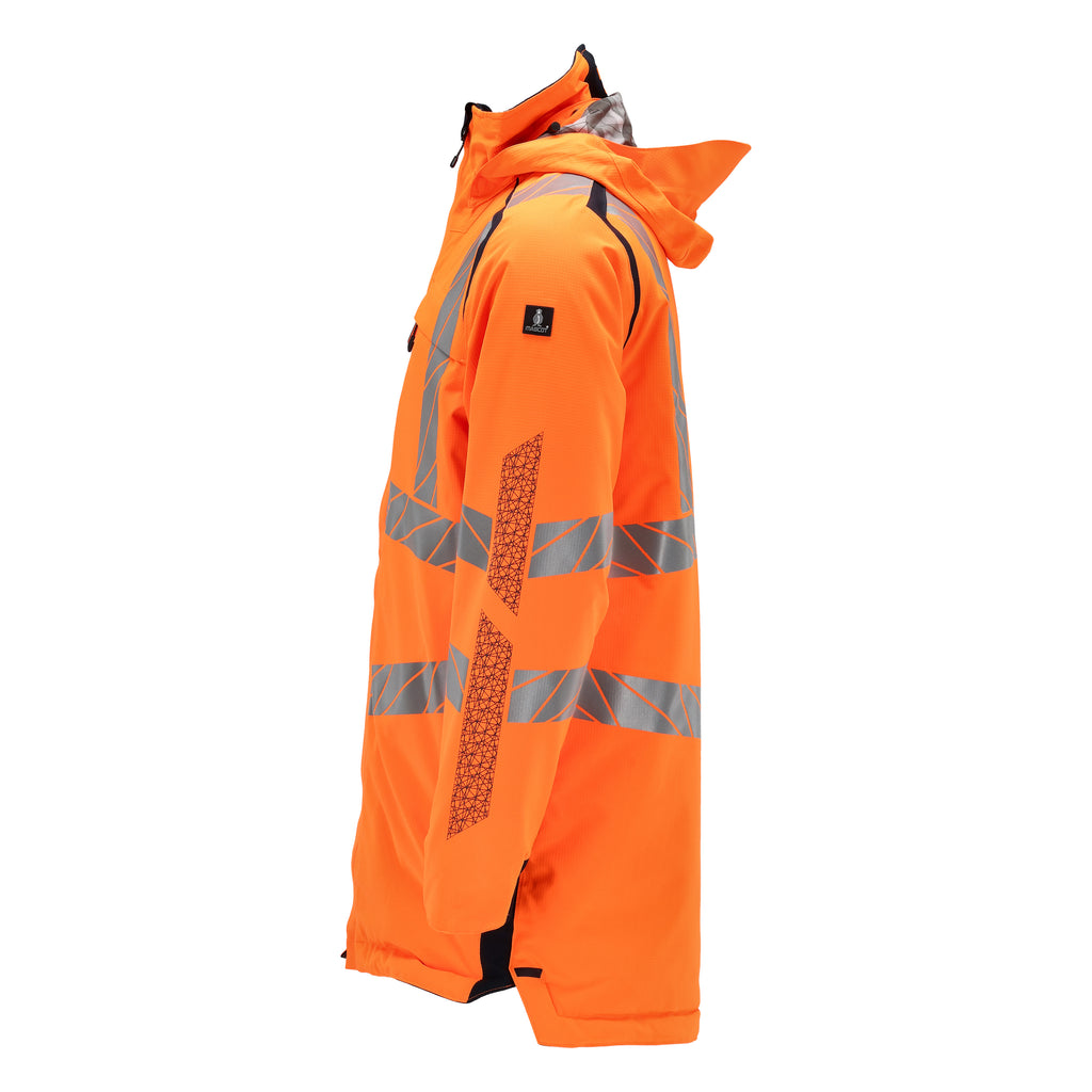 Mascot 19030 449 14010 Parka Jacket Hi Vis Orange Dark Navy Left