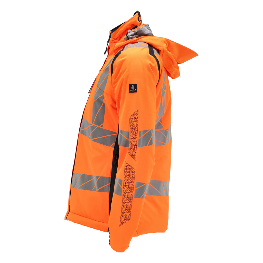 Mascot 19045 449 14010 Winter Jacket Hi Vis Orange Dark Navy Left