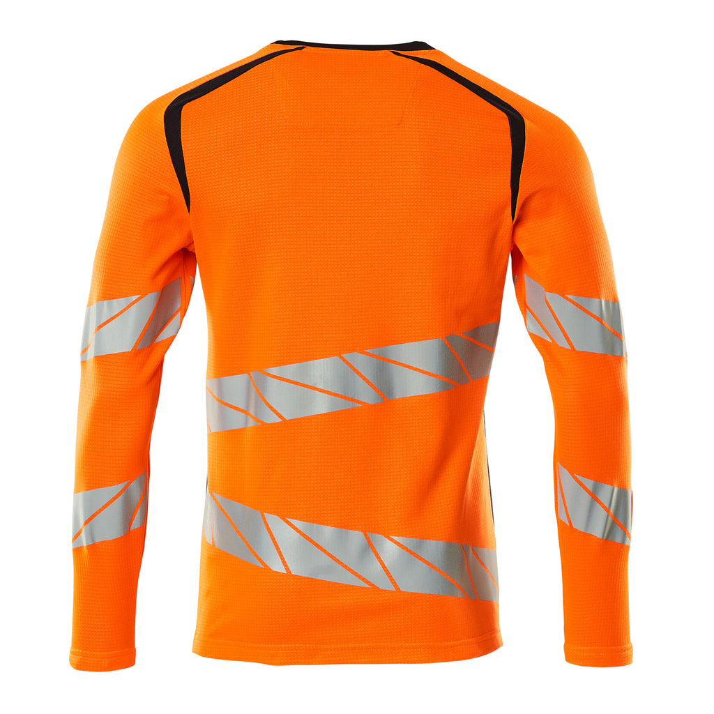 Mascot 19081 771 14010 T Shirt Long Sleeved Hi Vis Orange Dark Navy Back