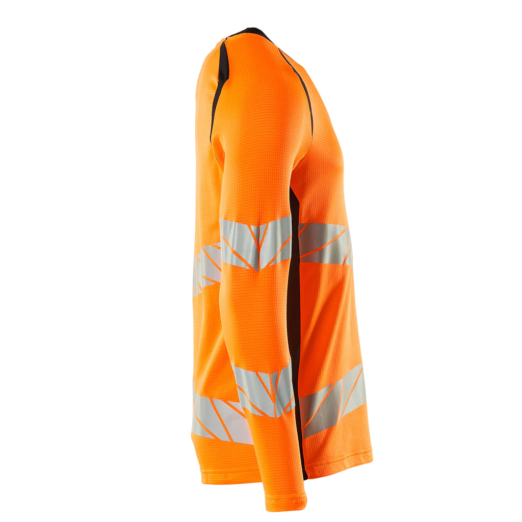 Mascot 19081 771 14010 T Shirt Long Sleeved Hi Vis Orange Dark Navy Right