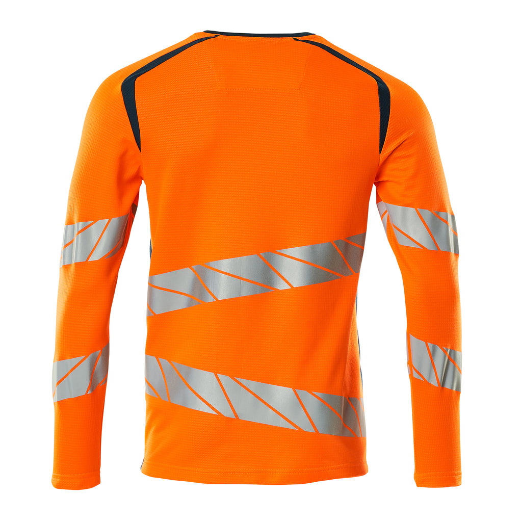 Mascot 19081 771 1444 T Shirt Long Sleeved Hi Vis Orange Dark Petroleum Back
