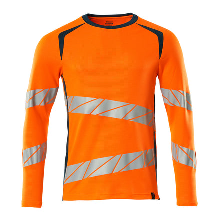 Mascot 19081 771 1444 T Shirt Long Sleeved Hi Vis Orange Dark Petroleum Front
