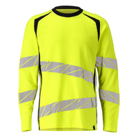 Mascot 19081 771 17010 T Shirt Long Sleeved Hi Vis Yellow Dark Navy Front