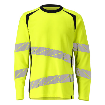 Mascot 19081 771 17010 T Shirt Long Sleeved Hi Vis Yellow Dark Navy Front
