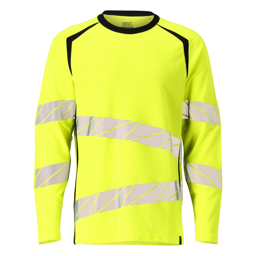 Mascot 19081 771 1709 T Shirt Long Sleeved Hi Vis Yellow Black Front