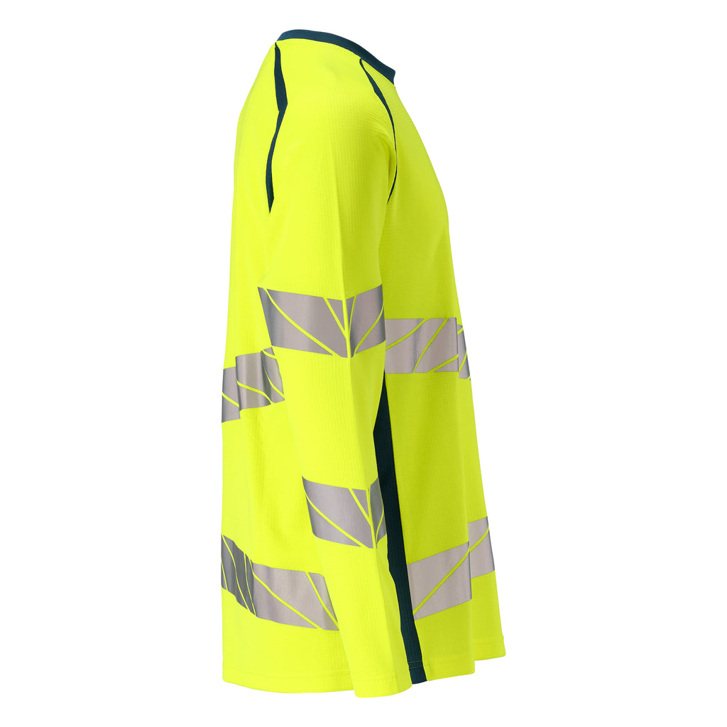 Mascot 19081 771 1744 T Shirt Long Sleeved Hi Vis Yellow Dark Petroleum Right