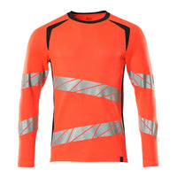 Mascot 19081 771 22210 T Shirt Long Sleeved Hi Vis Red Dark Navy Front
