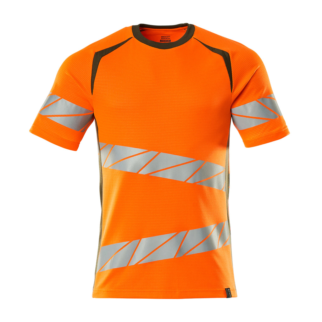 Mascot 19082 771 1433 T Shirt Hi Vis Orange Moss Green Front
