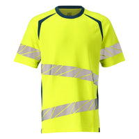Mascot 19082 771 1744 T Shirt Hi Vis Yellow Dark Petroleum Front