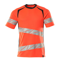 Mascot 19082 771 22210 T Shirt Hi Vis Red Dark Navy Front