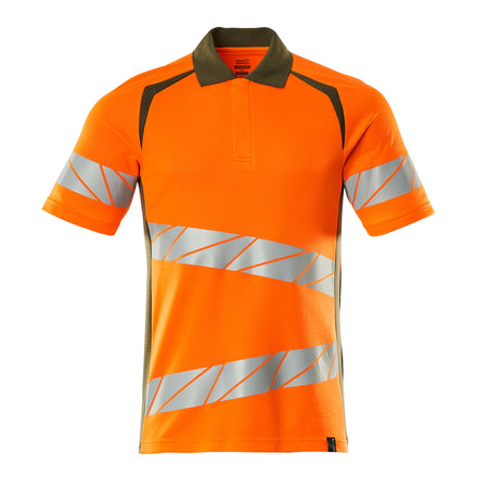 Mascot 19083 771 1433 Polo Shirt Hi Vis Orange Moss Green Front