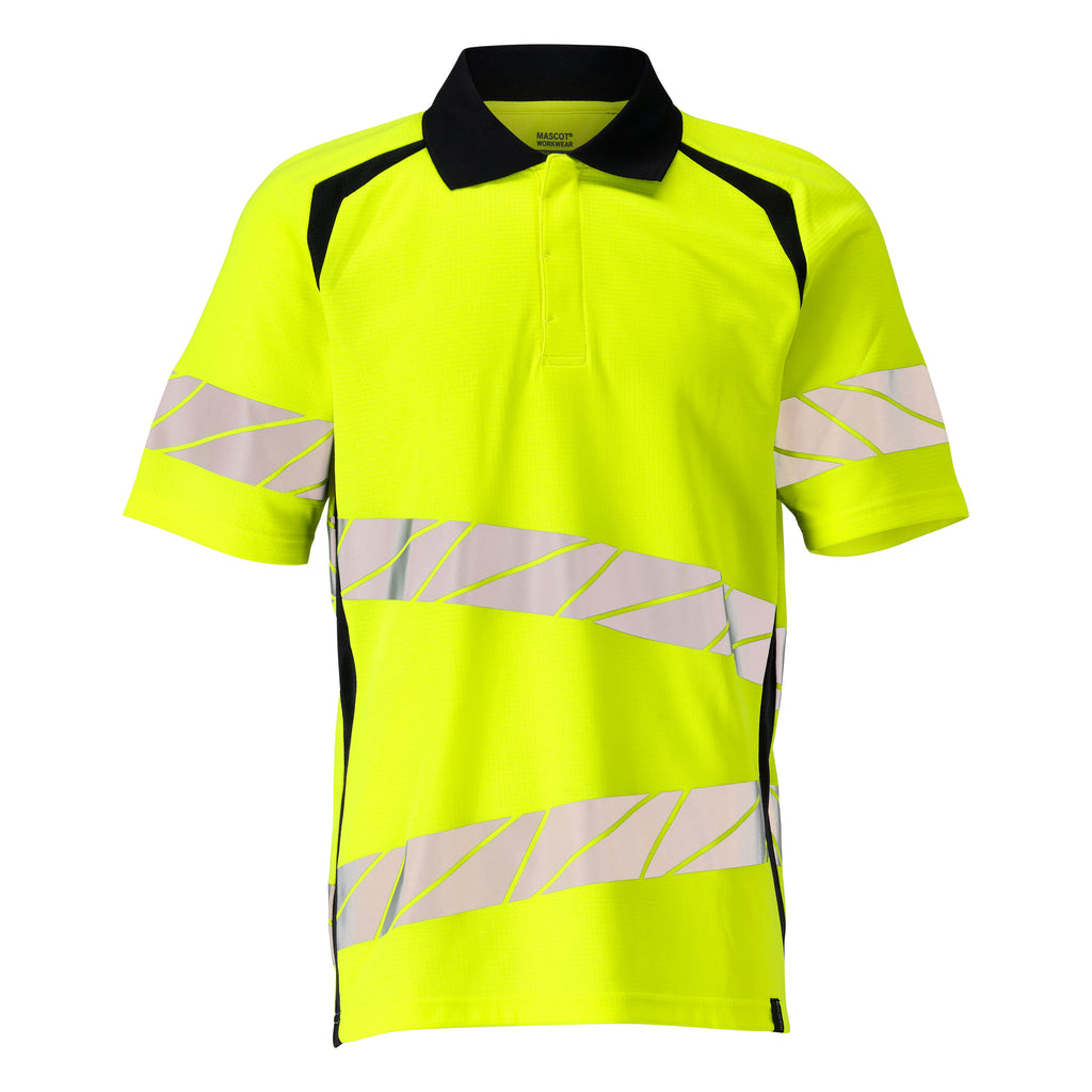 Mascot 19083 771 17010 Polo Shirt Hi Vis Yellow Dark Navy Front