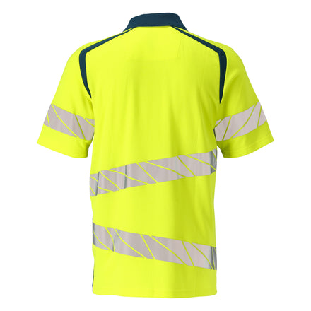 Mascot 19083 771 1744 Polo Shirt Hi Vis Yellow Dark Petroleum Back
