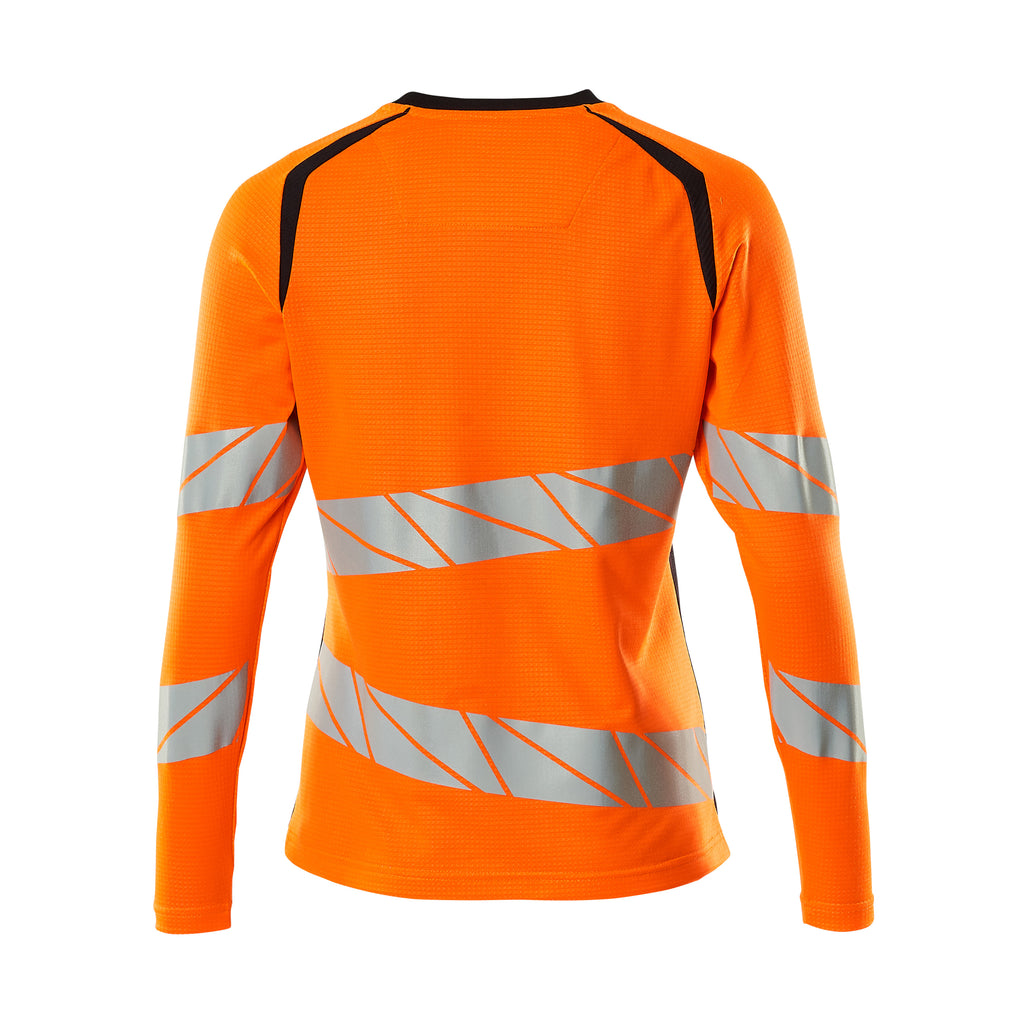 Mascot 19091 771 14010 T Shirt Long Sleeved Hi Vis Orange Dark Navy Back