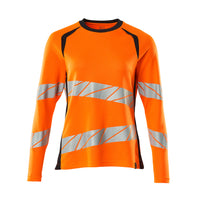 Mascot 19091 771 14010 T Shirt Long Sleeved Hi Vis Orange Dark Navy Front