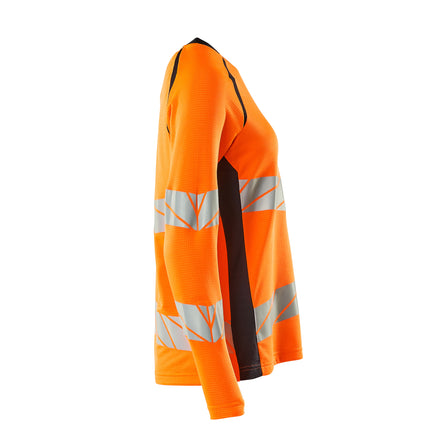 Mascot 19091 771 14010 T Shirt Long Sleeved Hi Vis Orange Dark Navy Right