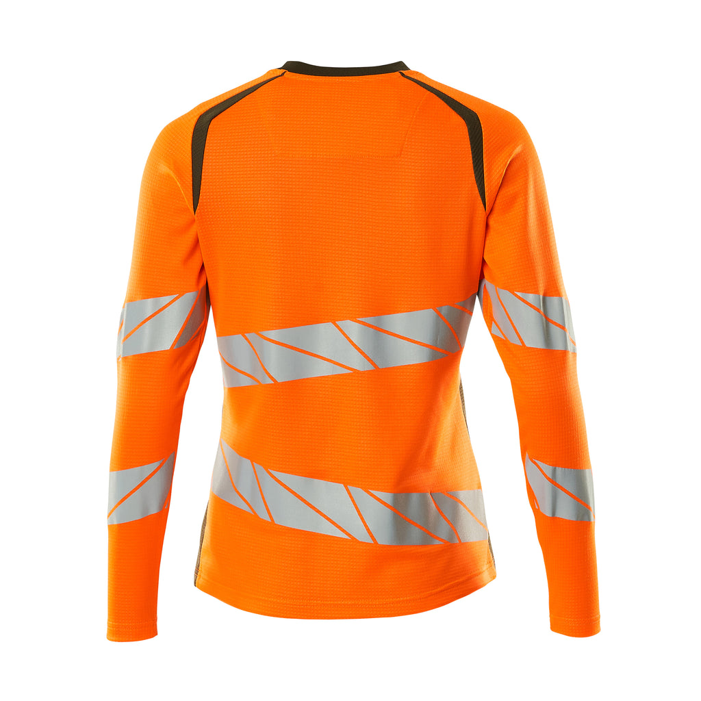 Mascot 19091 771 1433 T Shirt Long Sleeved Hi Vis Orange Moss Green Back