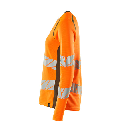 Mascot 19091 771 1433 T Shirt Long Sleeved Hi Vis Orange Moss Green Left
