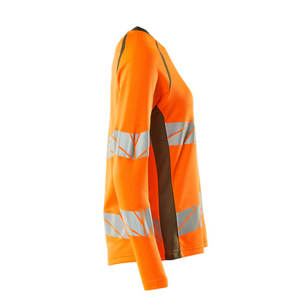 Mascot 19091 771 1433 T Shirt Long Sleeved Hi Vis Orange Moss Green Right