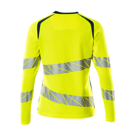Mascot 19091 771 1744 T Shirt Long Sleeved Hi Vis Yellow Dark Petroleum Back