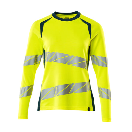 Mascot 19091 771 1744 T Shirt Long Sleeved Hi Vis Yellow Dark Petroleum Front